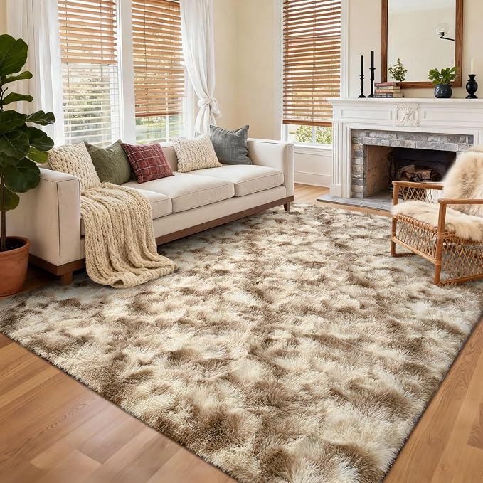 6x9 Ft Large Shag Rugs for Living Room Decor, Tie-Dyed Ultra Soft Fluffy Furry by Cuzwlovita