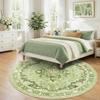 Area Rugs 8ft Washable Non-Slip, Floral Vintage Distress Print Pattern - Image 3