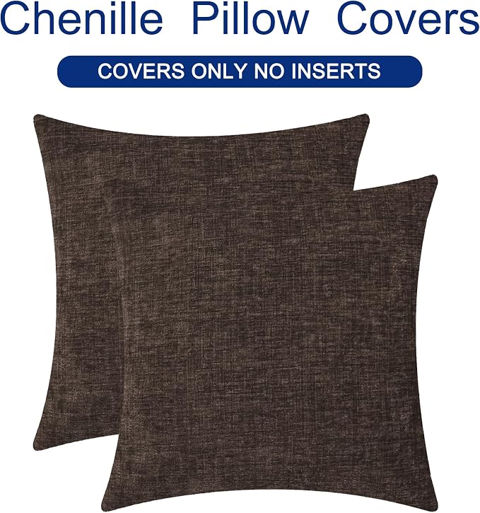 CaliTime Throw Pillow Covers Decorative 24 X 24 Inches Pack of 2 Cozy Chenille - Image 6