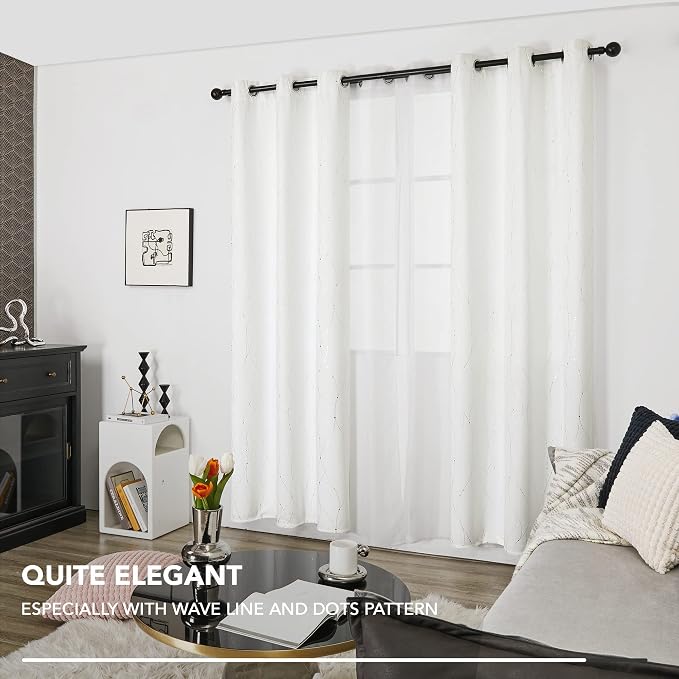 Deconovo White Curtains 63 Inches Long, Room Darkening Curtain, Thermal - Image 5
