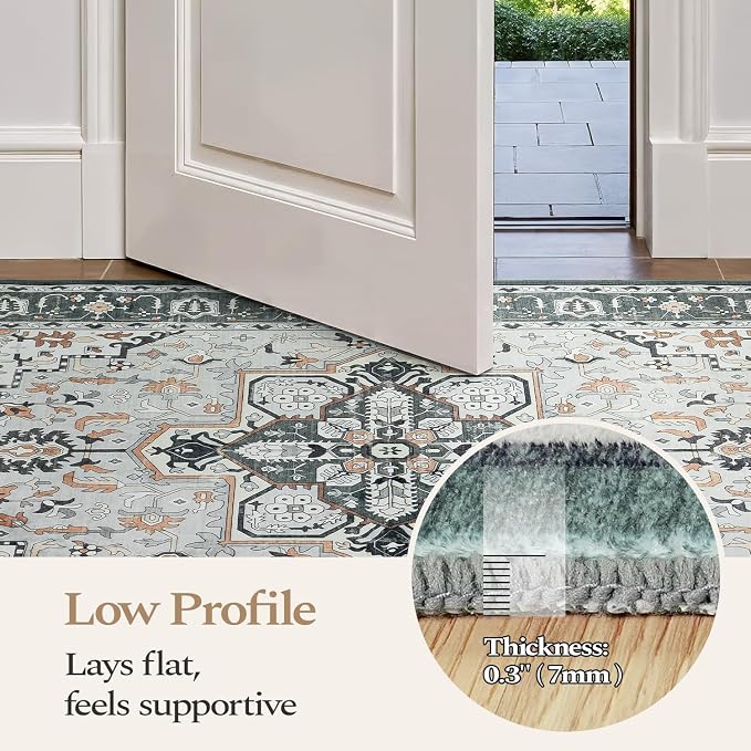Rugflix 8x10 Area Rugs for Living Room, Washable Rug, Soft Low Pile Carpet - Image 3