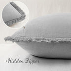 MIULEE Decorative Throw Pillow Covers Neutral Linen Fringe Throw Pillows Euro - Image 3