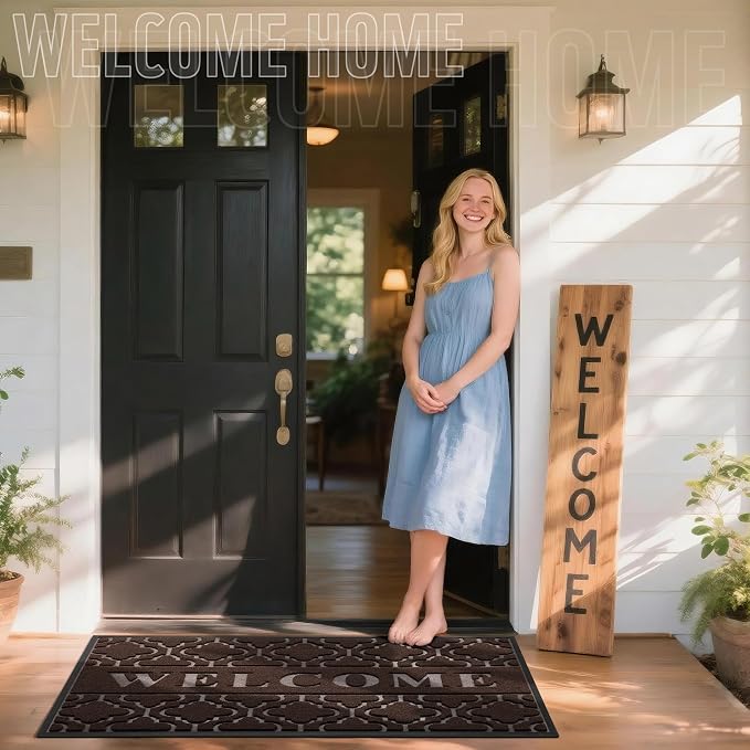 Yimobra Welcome Mat Outdoor Indoor, All-Season Waterproof Front Door Mat - Image 3