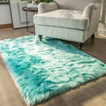 Ashler Faux Fur Area Rug, Fluffy Shaggy 3 x 5 Feet Rectangle Turquoise Fuzzy by AshlerHomeDeco