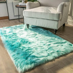 Ashler Faux Fur Area Rug, Fluffy Shaggy 3 x 5 Feet Rectangle Turquoise Fuzzy by AshlerHomeDeco