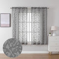 Lecloud Leia Jacquard Leaf Charcoal Grey Sheer Curtains by Lecloud