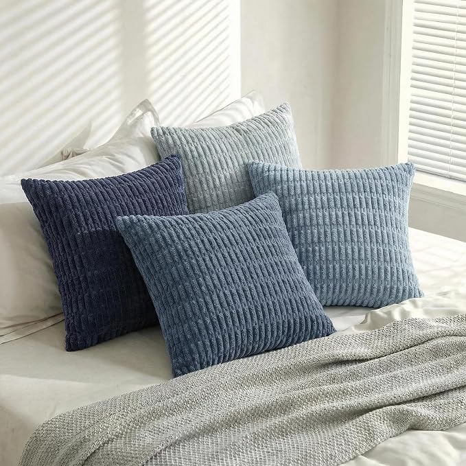 Fancy Homi Set of 4 Blue Decorative Throw Pillow Covers 12x12 Inch - Image 8