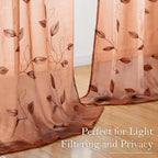 HOMEIDEAS Fall Burnt Orange Sheer Curtains 63 Inches Length 2 Panels - Image 4