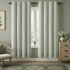 Boho Blackout Curtains 90 Inches Long Sage Green Linen Blend 2 Panels by Unknown