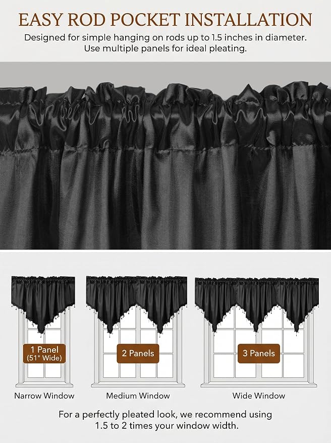 Molaxhome Swag Curtain 51 inch Length Rod Pocket Scalloped Curtain Valance - Image 7