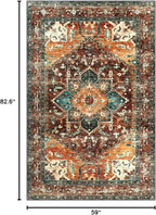 Yamaziot Area Rug 5x7, Non-Slip Washable Boho Vintage Living Room Bedroom Rug - Image 2