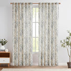 jinchan Linen Blend Curtain Floral Curtains - Image 2