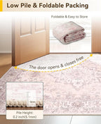 RELEANY Area Rugs 6'x8' Washable Non-Slip, Floral Vintage Distress Print - Image 4