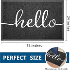 EARTHALL Door Mat Outside Inside Hello Doormat, Durable Floor Mat Non Slip Mat - Image 2