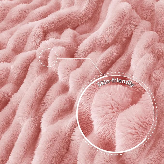 Exclusivo Mezcla King Size Flannel Fleece Blanket, Super Soft Striped Jacquard - Image 5