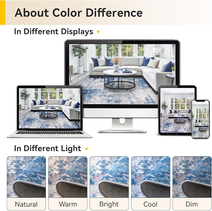 Washable Area Rugs 3x8 Non-Slip Modern Abstract Soft - Image 8