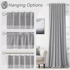 Guken Grey 100% Blackout Curtains 90 Inch Length 2 Panels Set - Image 6