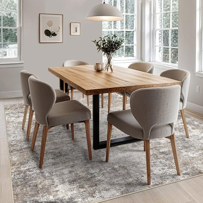 UERMEI Square Area Rugs : Washable 8x8 Neutral Modern Abstract Carpet - Image 7