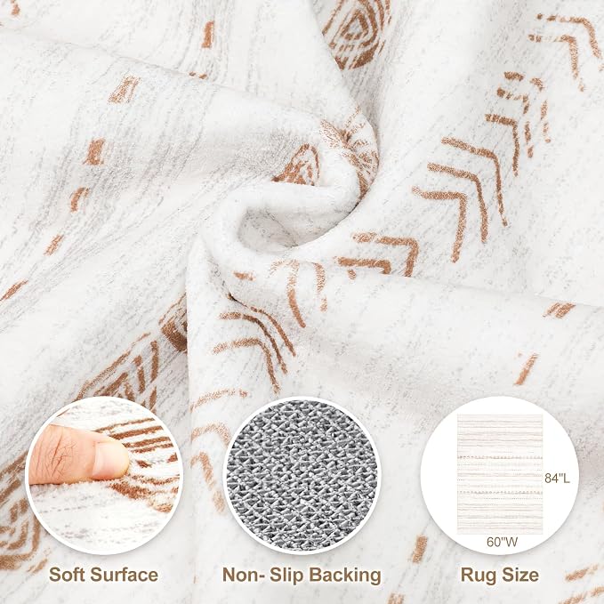 Nakagishi Area Rug Living Room Rugs: 5x7 Large Soft Machine Washable Boho - Image 3