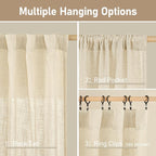 LAMIT Small Kitchen Linen Curtains 24 Inch Length 2 Panels, 34 x 24 Inch - Image 3