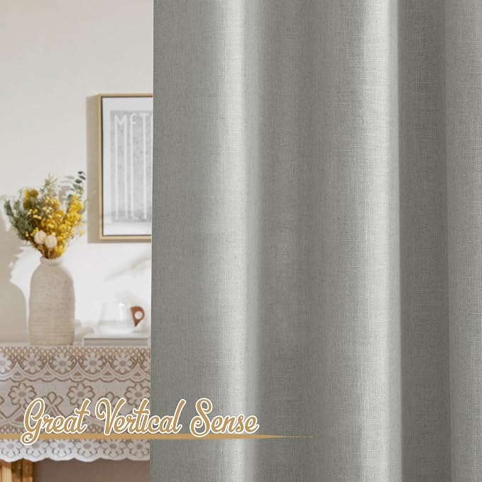 NICETOWN Linen Gray 108 inch Curtains - Image 3