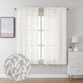 Lecloud Leia Clip Textured Leaf Ivory Sheer Curtain 63 Inch Length 2 Panels by Lecloud