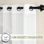 NICETOWN White Linen Curtains 144 inch Length 2 Panels, Grommet Linen Weave - Image 2