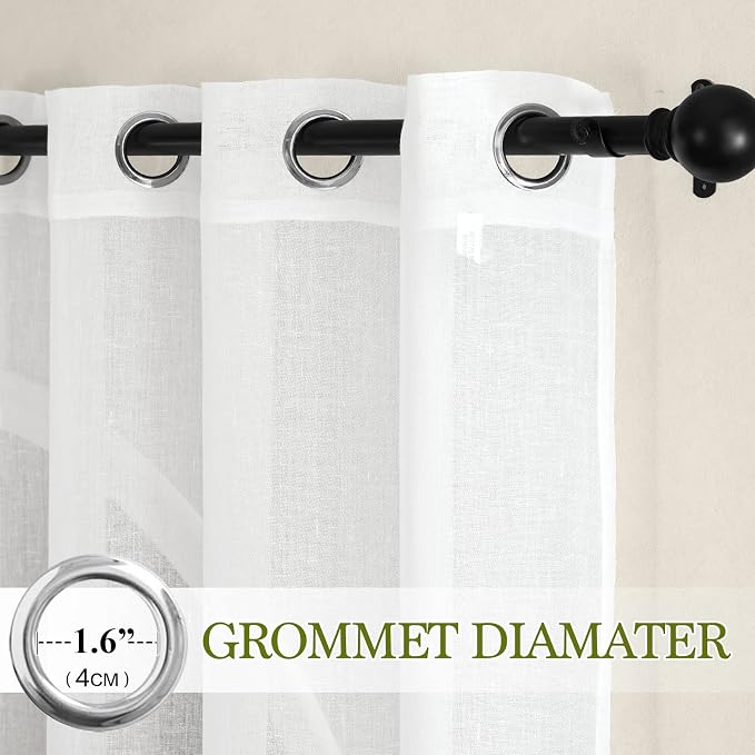 NICETOWN White Living Room Curtains Extra Long 135 inches Long, Grommet Linen - Image 2