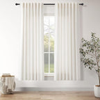 Nanspring Ivory White Linen Curtains 63 Inches Long by Nanspring