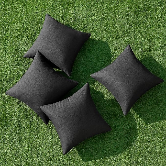 MIULEE Pack of 4 Decorative Outdoor Throw Pillow Covers Linen Waterproof Pillow - Image 4