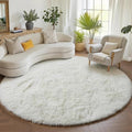 ONASAR Cream White Round Area Rugs 6ft, Fluffy Soft Bedroom Circle Rug Floor Mat by ONASAR