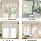 OVZME Natural Valance for Windows, Light Filtering Faux Linen Textured Small - Image 5