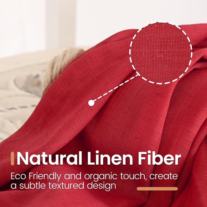 BGment Red Kitchen Curtains 36 Inch Length, Short Semi Sheer Drapes Lightweight - Image 3