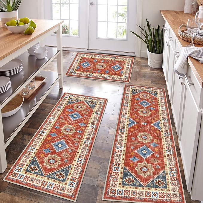 HEBE Boho Kitchen Rug Sets 3 Piece by HEBE