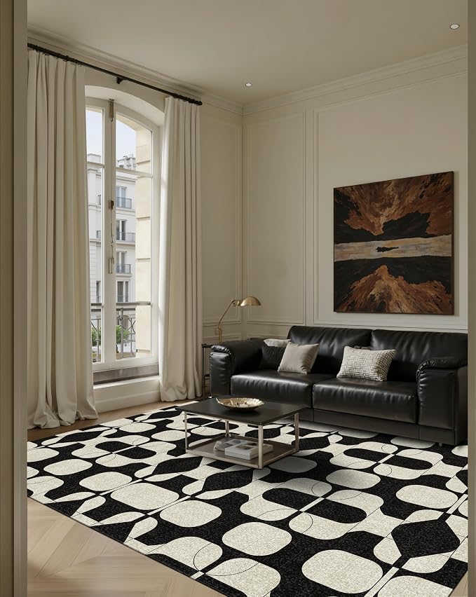 Latte&Fog 5x7 Area Rugs for Living Room Bedroom, Boho Non Slip Low Pile Carpet - Image 3