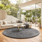Ophanie Round Rug 8Ft Grey Circle Area Rugs, Large Fluffy Fuzzy Living Room - Image 5