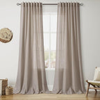 Nanspring Ecru Linen Curtains 96 Inches Long by Nanspring