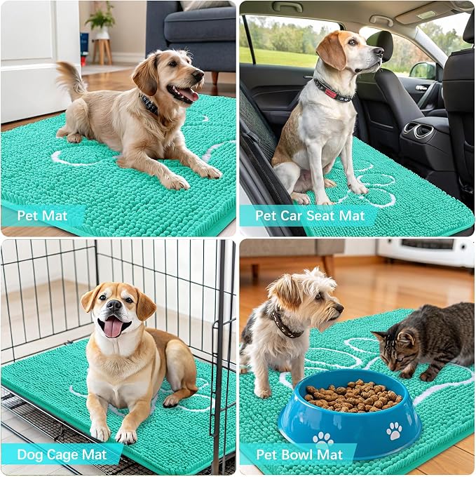 OLANLY Dog Door Mat for Muddy Paws 59x35, Paw Print Design, Absorbs Moisture - Image 7