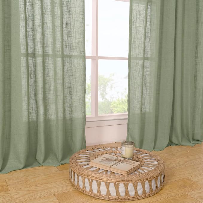 LAMIT Semi Sheer Linen Curtains 36 Inch Length - Image 9