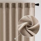 MIULEE Taupe Linen Curtains 108 Inches Long - Image 2