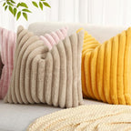 decorUhome Summer Cozy Faux Fur Throw Pillow Covers 18x18 Set of 2 Decorative - Image 6