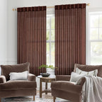 MIULEE Chocolate Brown Linen Curtains 63 Inch Length 2 Panels - Image 2
