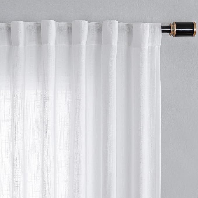 MYSKY HOME Floor to Ceiling Curtains 108 Inches White Sheer Window Drapes 1 - Image 7