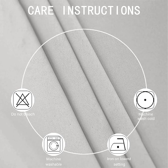 LEMOMO Light Grey Blackout Curtains 34 x 54 Inch Length/Set of 2 Curtain - Image 4