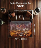 YIHOUSE Rustic Cabin Area Rug for Bedroom 5x7, Machine Washable Woodland Bear - Image 2