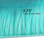 duduta Turquoise Blue Faux Sheepskin Round Rug 4x4 ft, Fluffy Shag Fur Bedroom - Image 2