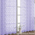 Chyhomenyc Light Purple Sheer Curtains 30 Inch Length, Light Filtering Leaf - Image 9