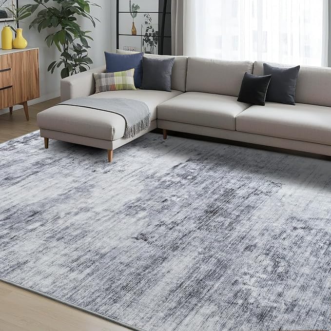 Toneed Abstract Area Rug Modern Washable Rug Soft Non Slip Rug Low Pile by Toneed