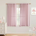 MYSKY HOME Pink Curtains for Girls Bedroom, Semi Sheer Nursery Curtains 63 Inch by MYSKYHOME