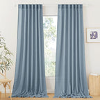 RYB HOME Linen Curtains 120 inches Long, Extra Long Floor Sweeping Semi Sheer by RYBHOME